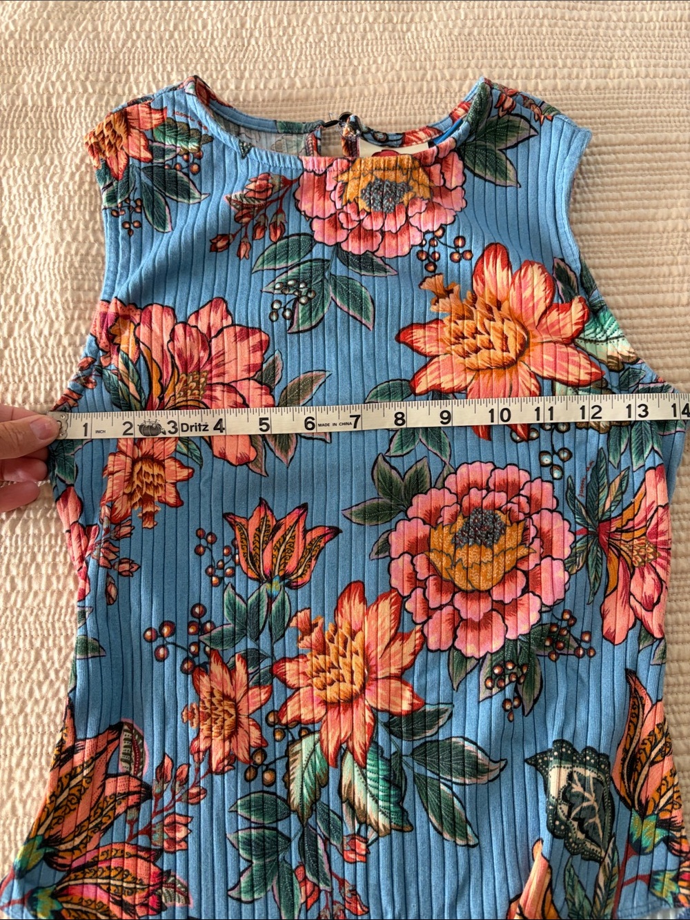 FARM Rio Blue Floral Ribbed Bodysuit - Picture 3 of 4